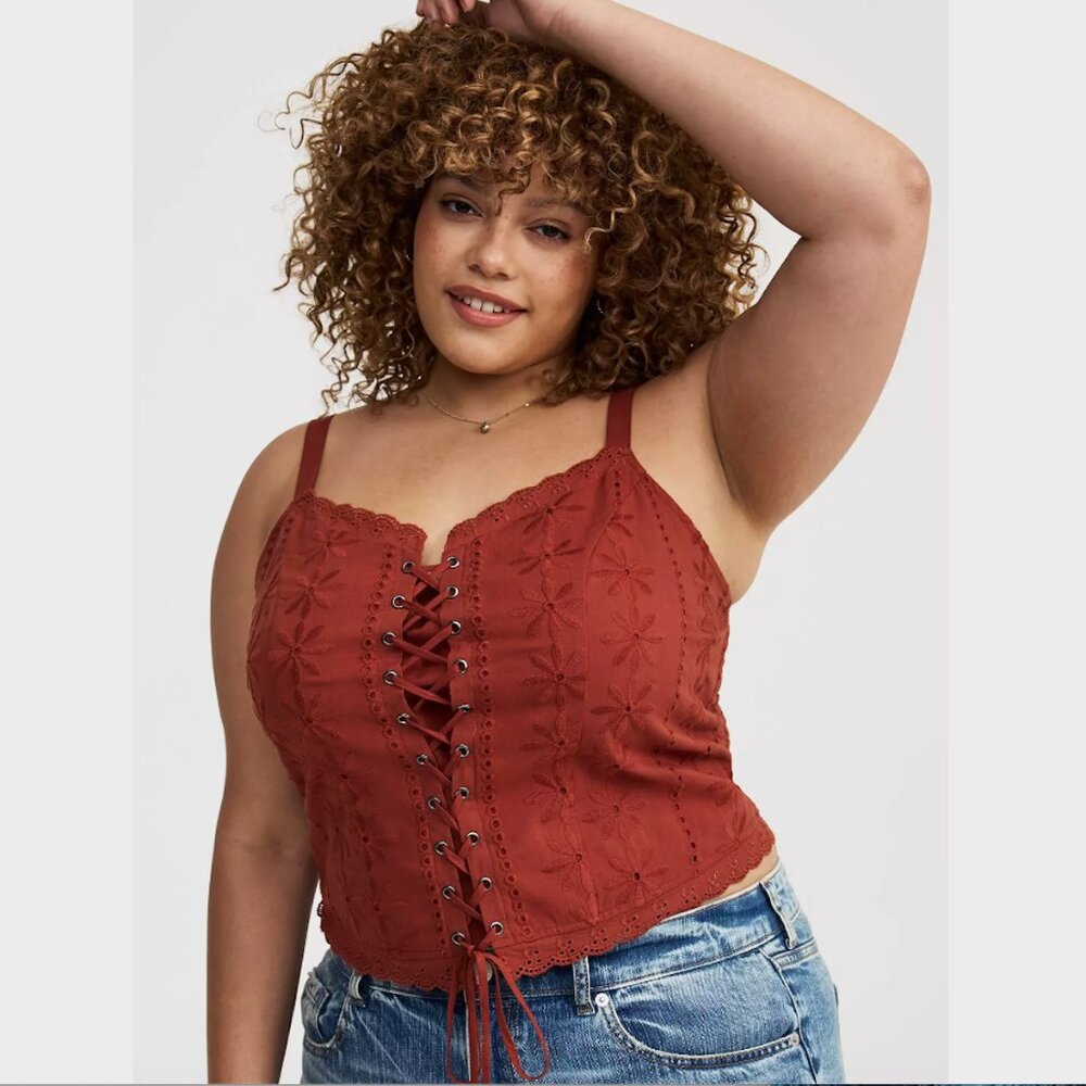 Torrid NWT Lace-Up Eyelet Bustier on Roasted Russet - Size 3X